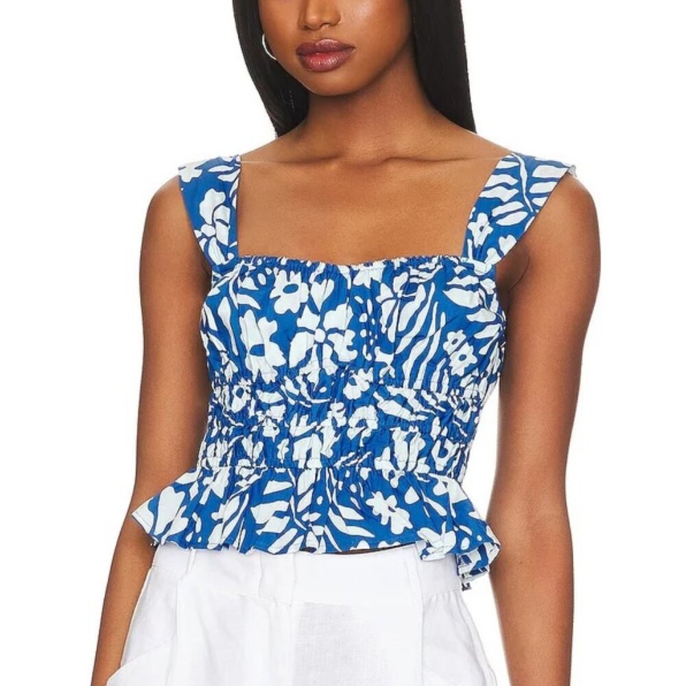 NWOT - Tamerici Sleeveless Top in Sidra Floral Print Blue by FAITHFULL THE BRAND